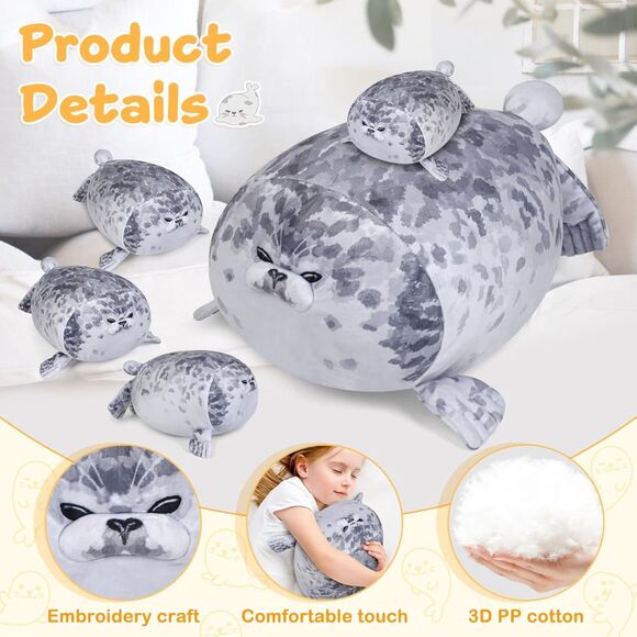 KMUYSL Plush Mommy Stuffed Animal With 4 Babies in Her Tummy Seal Toys - Picture 4 of 6